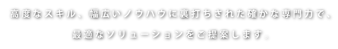 高度なスキル、幅広いノウハウに裏打ちされた確かな専門力で、最適なソリューションをご提案します。